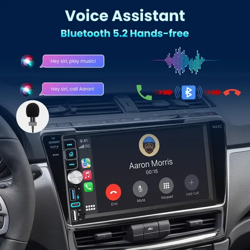 Vista 5 de Estéreo para coche de doble din, 7 pulgadas, pantalla táctil inalámbrica CarPlay/Android Auto Bluetooth, radio AM/FM, USB tipo C