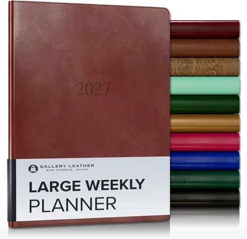 Vista 178 de Gallery Leather Planificador Semanal y Mensual Grande 2025-2026, Calendario Planificador y Cuaderno Elegantemente Encuadernado con Elegantes Bordes