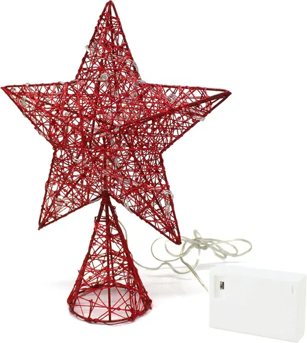 Vista 9 de CVHOMEDECO. Estrella Negra para la Copa del Árbol con Luces LED Blanco Cálido y Temporizador para Adornos de Remate de Árbol de Navidad y Decoración