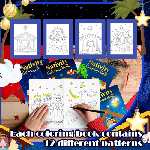 Vista 5 de Cholemy 24 libros para colorear de Navidad cristiana para niños