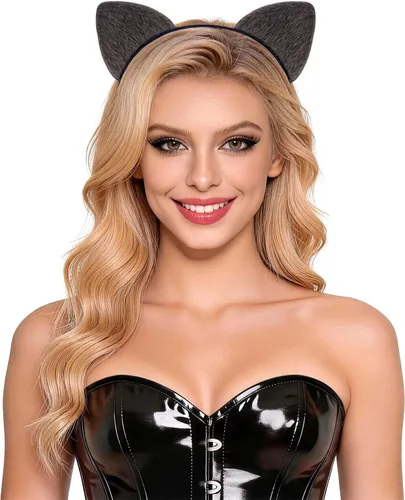Vista 21 de Bonnie Z. Leonardo Diadema acolchada con orejas de gato A-Negro