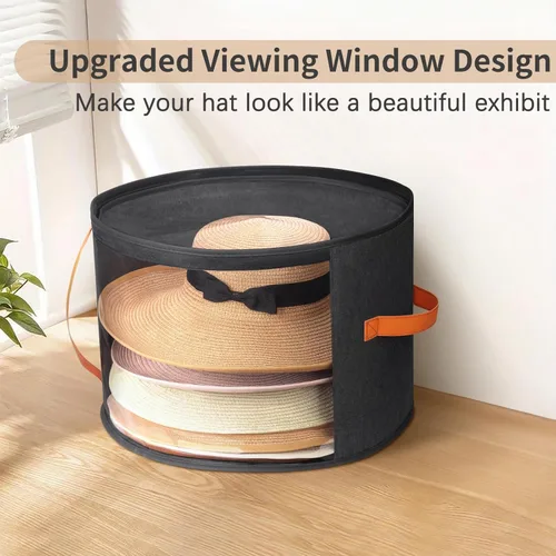 Vista 2 de kushon Caja de almacenamiento transparente de gran tamaño para mujer, organizador de sombreros de vaquero para armario, funda de sombrero de ala