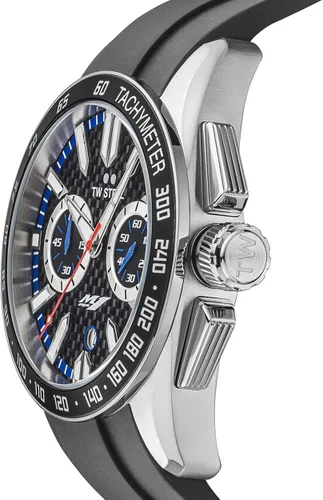 Vista 3 de TW Steel Yamaha Factory Racing Unisex Quartz Watch with Black Dial Chronograph Display and Black Rubber Strap