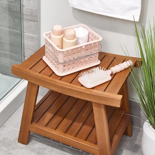 Vista 3 de iDesign - Organizador de ducha pequeño con asa, organizador de ducha portátil para dormitorio o baño, paquete de 3, color rosa