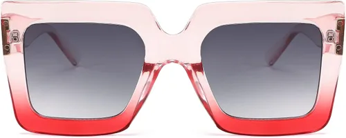 Vista 2 de FEISEDY Gafas de sol cuadradas de gran tamaño para mujer, de lujo, grandes, protección UV400, B2380