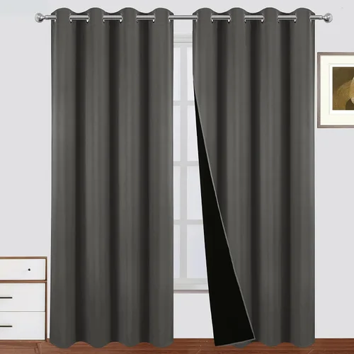 Vista 25 de LEMOMO Cortinas 100% opacas de 38 x 54 pulgadas, 2 paneles de oscurecimiento con aislamiento térmico para dormitorio