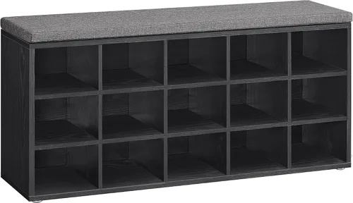 Vista 16 de VASAGLE - Colección CUSTOS - Banco para zapatos, banco de almacenamiento con asiento acolchado, banco de entrada con 9 compartimentos