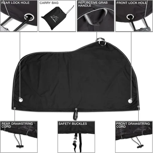 Vista 4 de Funda para bicicleta, impermeable para almacenamiento de bicicletas al aire libre para 1, 2 o 3 bicicletas. Material resistente Ripstop. 2 tipos