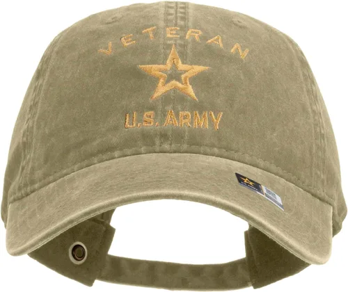 Vista 8 de e4Hats Gorra lavada bordada militar de veterano del ejército estadounidense Oliva