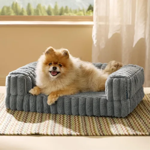 Vista 28 de Bedsure - Cama ortopédica para perros pequeños, cama impermeable de espuma viscoelástica con lados, sofá de espuma de nido de abeja para perros