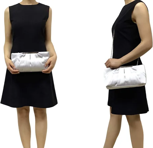Vista 7 de CHARMING TAILOR Bolso de noche elegante plisado de satén formal simple y elegante para mujer