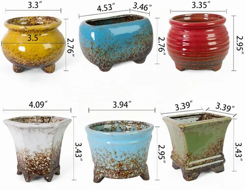 Vista 2 de ARTKETTY Succulent Pots, Small Plant Pots with Drainage Set of 6 Colorido-B