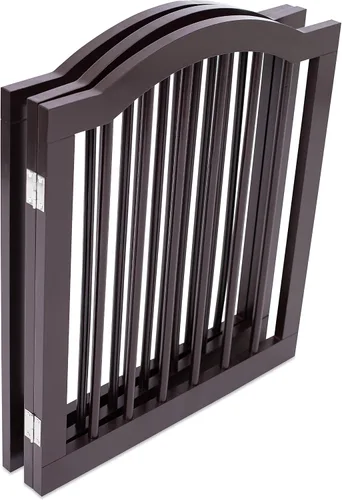 Vista 8 de INTERNET'S BEST Puerta para perros con parte superior arqueada, 3 paneles, barrera de madera para mascotas de 24 pulgadas de alto para perros