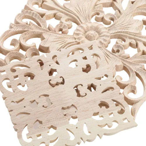 Vista 3 de 1 pieza de apliques tallados en madera para muebles de tallado de madera Onlays Square Decals Calcomanías clásicas para tallado en madera