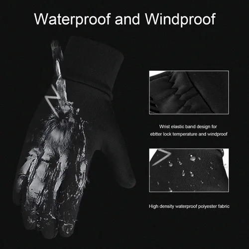 Vista 2 de YukiniYa Guantes de invierno para niños, repelentes al agua, pantalla táctil, forro polar, antideslizantes, para niños y niñas de 3 a 15 años, Negro