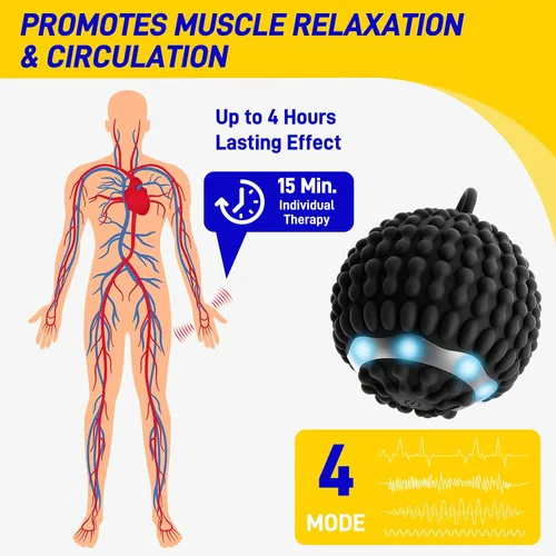 Vista 4 de Pelota de terapia de vibración física para reducir los temblores en las manos (Parkinson) y alivio del estrés, bola de masaje vibratoria recargable