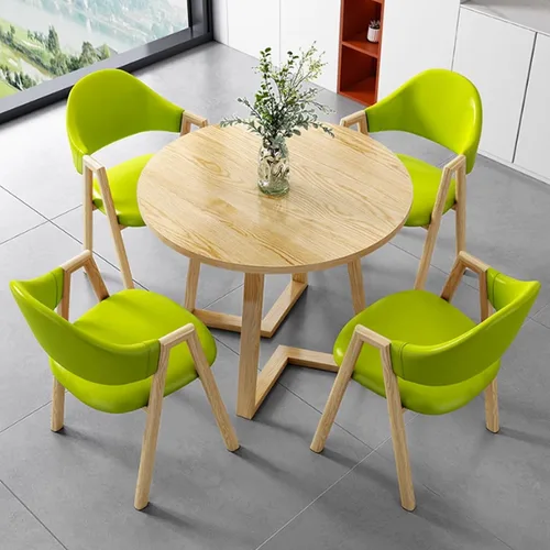 Vista 17 de YVYKFZD Office Reception Room Club Table and Chair Set, Simple Kitchen Dining Table Set for 4, Round Conference Table with Metal Legs, Small