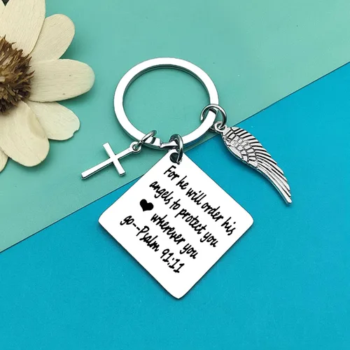 Vista 6 de Llavero cristiano de regalo para mujeres y hombres, joyería religiosa, regalos de primera comunión, regalos de cumpleaños, bautismo, llavero