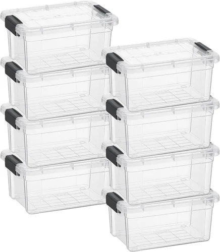 Vista 164 de Superio - Contenedores de almacenamiento de plástico transparente de 1.27 cuartos de galón con tapas, contenedores organizadores apilables, cajas