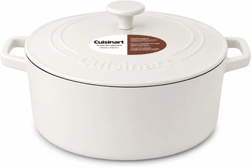 Vista 22 de Cuisinart Freidora de pollo de hierro fundido de 12 pulgadas con tapa, capacidad de 4.5 cuartos de galón, interior esmaltado de porcelana, apta