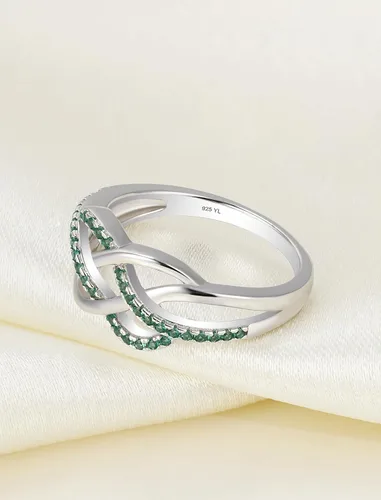Vista 6 de YL Anillos de nudo celta de plata de ley 925, anillo de nudo torcido, piedra natal, joyería para mujer, talla 5
