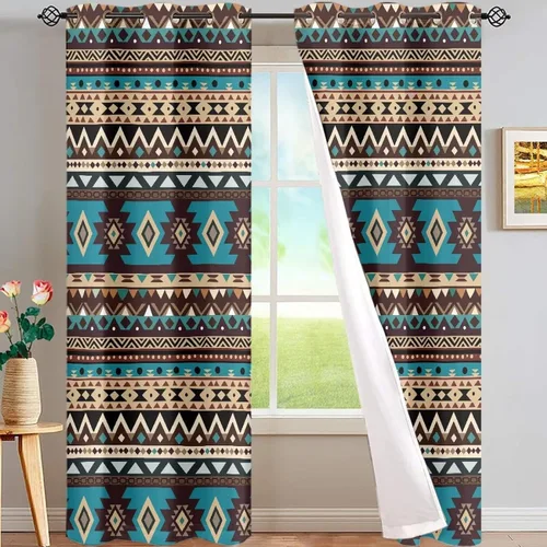 Vista 45 de Dreaweet African Tribal Blackout Curtains 63 Inch Long 2 Panels Set Bohemian Ethnic Geometric Grommet Top Thermal Insulated Curtains for Living Room