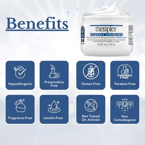 Vista 3 de Theraplex Crema para eccema, protector hidratante para tratamiento de eccemas, compatible con la TSA, protector de piel antipicazón para piel seca