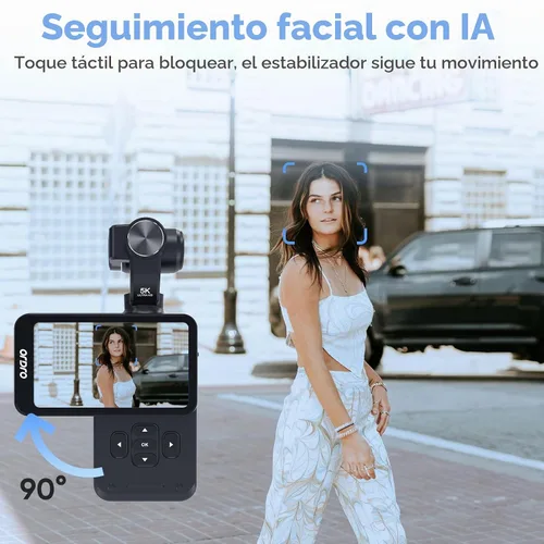 Vista 8 de Cámara de bolsillo ORDRO M5, cámara de vlogging con micrófono 3-Axis Gimbal Stabilization, 3.5'' Flip Touchscreen,120° Wide-Angle Lens, IR ,Face