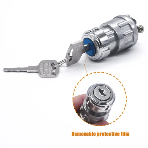 Vista 2 de mankk Interruptor de encendido de 3 cables con llave de 12 V, interruptor universal de arranque de motor, apagado/encendido (arranque), 3 posiciones