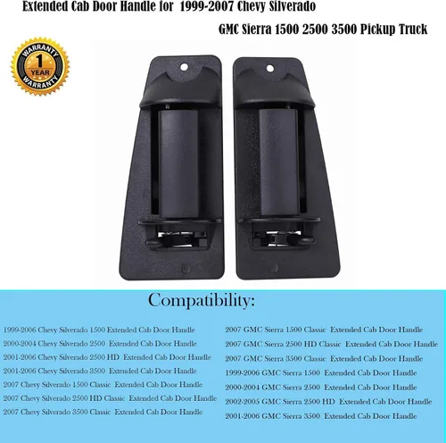 Vista 2 de Manija de puerta de cabina extendida para Chevy Silverado GMC Sierra 1500 2500 3500 1999 2000 2001 2002 2003 2004 2005 2006 2007 Exterior trasero