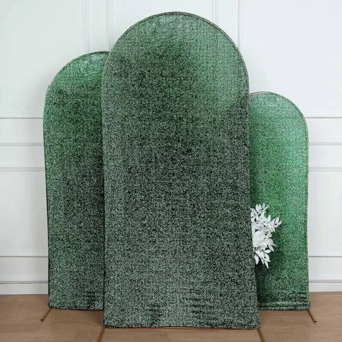 Vista 19 de Efavormart - Marco de fondo redondo de elastano dorado antiguo brillante de 5 pies, cubierta metálica brillante para arco de boda de 2 lados