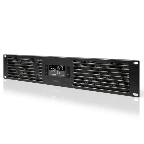 Vista 13 de AC Infinity CLOUDPLATE T2, ventilador de montaje en rack 1U, flujo de aire de escape superior, para refrigeración AV, cine en casa, racks de red