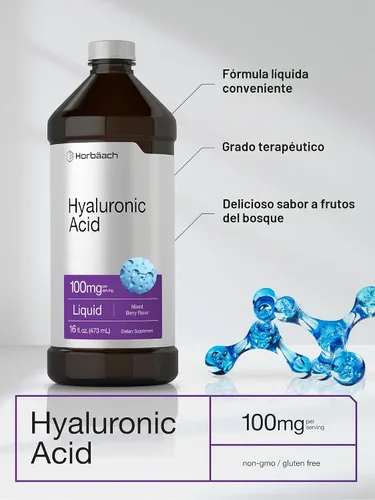 Vista 4 de Horbäach Suplemento líquido de ácido hialurónico 100 mg 16 oz