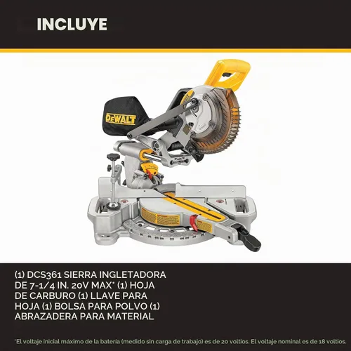 Vista 3 de DEWALT - Sierra ingleteadora de 20 V máx, 7-1/4 pulgadas, solo herramienta, inalámbrica (DCS361B)