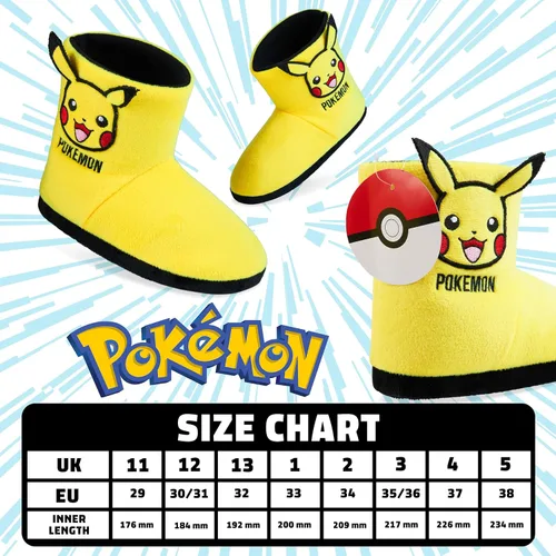 Vista 6 de Pokemon Pantuflas para niños, zapatillas de bota Pikachu Bulbasaur suaves, antideslizantes, zapatos de casa, regalos de anime para niños