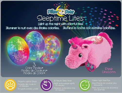 Vista 6 de Pillow Pets - Unicornio rosa, 11 pulgadas Sleeptime Lite