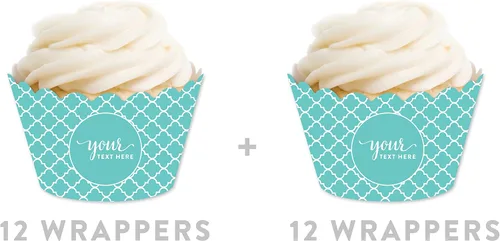 Vista 5 de Andaz Press Colección totalmente personalizada, envoltura de cupcakes, paquete de 20, texto o logotipo personalizado