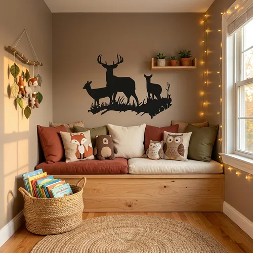 Vista 8 de Picniva Buck Deer Doe - Vinilo decorativo para pared, decoración de cabaña rústica inspiradora y citas, arte de pared extraíble para interiores