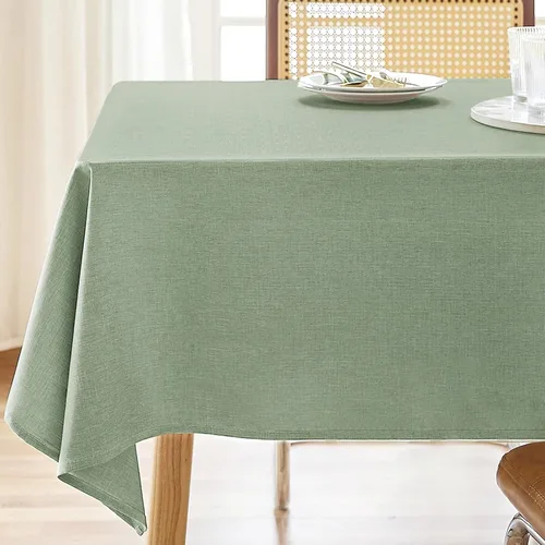 Vista 19 de AUSSPVOCT 2 manteles de lino texturizado para mesa rectangular, 52 x 70 pulgadas, mantel rectangular impermeable, lavable, tela para mesa
