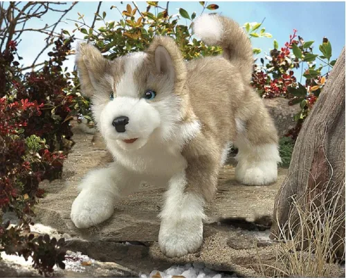 Vista 2 de Folkmanis Marioneta de mano Wolf Pup, gris, blanco, negro, 1 EA