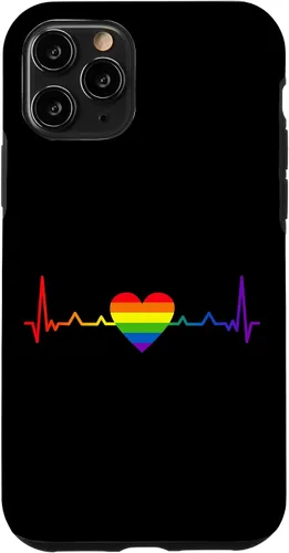Vista 10 de iPhone 15 Rainbow Heartbeat LGBT Pride Month Gay Bi Trans Case