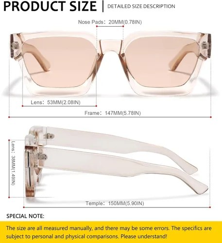 Vista 4 de SHEEN KELLY Gafas de sol rectangulares gruesas retro gruesas para mujeres y hombres, a la moda, con montura tipo tortie negra, gafas de los años 90