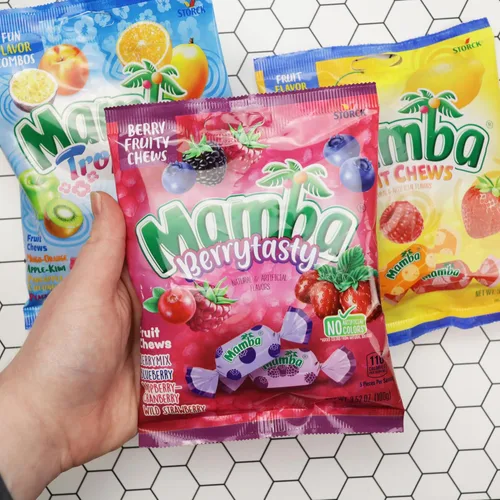 Vista 4 de Mamba - Paquete variado de golosinas masticables de frutas, surtido de dulces, piezas envueltas individualmente, 3.52 onzas (paquete de 3)
