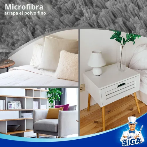 Vista 8 de MR.SIGA Plumero de microfibra sin pelusa, plumero lavable para limpieza del hogar, gris