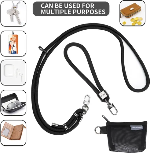 Vista 4 de HOTEMIA Cordón para teléfono y correas para la muñeca, cordón para celular ajustable cruzado con billetera desmontable, cordón para iPhone de 8mm