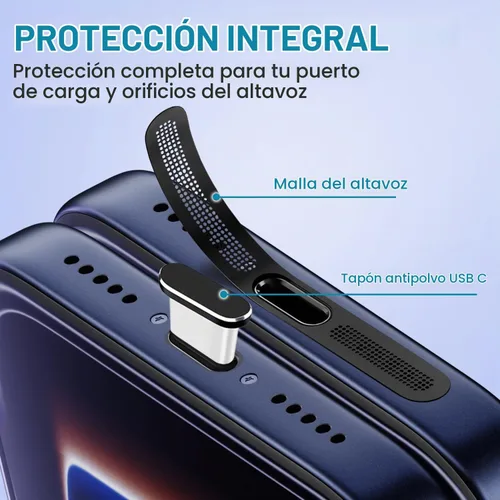 Vista 3 de Tapón Antipolvo USB C, Cubierta de Puerto USB C Tipo C Tapón Cubierta de Puerto de Carga Cubierta Antipolvo de Altavoz, Accesorios para iPhone 17