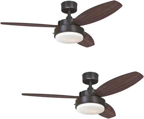 Vista 4 de Ciata Ventilador de techo para dormitorio con luz, ventilador de techo interior de aleación de 42 pulgadas con acabado metálico de pistola con Gris