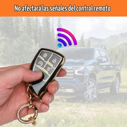 Vista 7 de Compatible para funda de llave de Chevy Silverado - Funda de llave de TPU suave compatible para Chevy Silverado 1500 GMC Sierra 1500 Llave remota