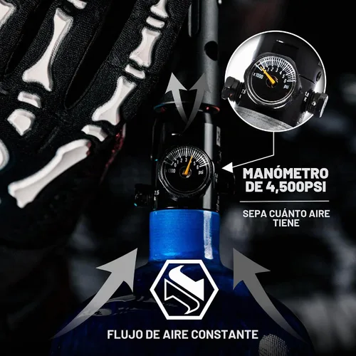 Vista 5 de HK Army Aerolite de fibra de carbono HPA Sistema de tanque de aire comprimido para paintball Azul