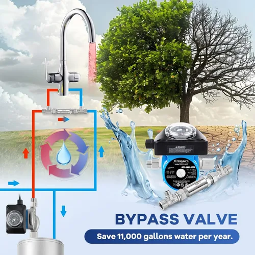 Vista 7 de Válvula de derivación de acero inoxidable 304 para bomba de recirculación de agua caliente instantánea, válvula de control de temperatura mejorada